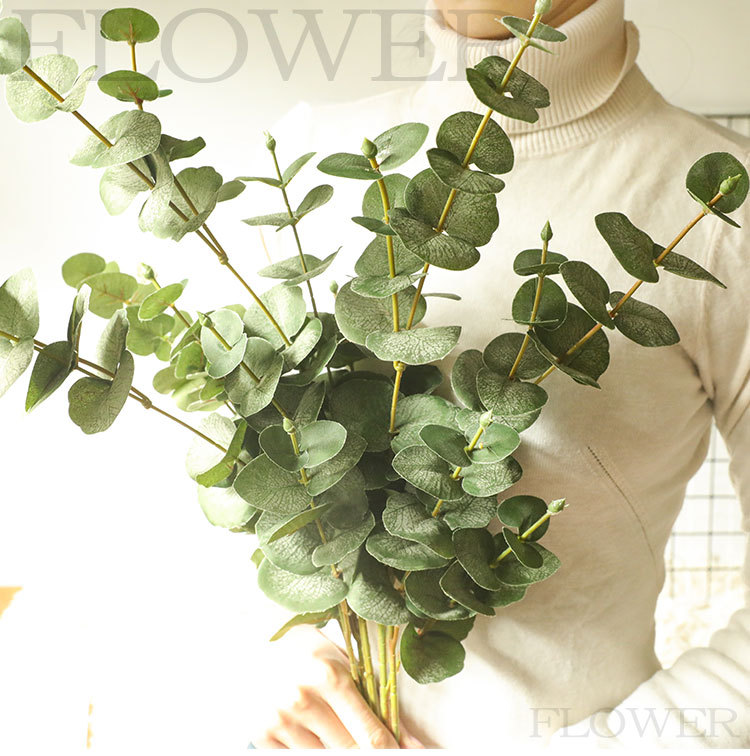 Decoration artificial flower single branch eucalyptus fake flowers and green plants wedding INS style_voghion.com