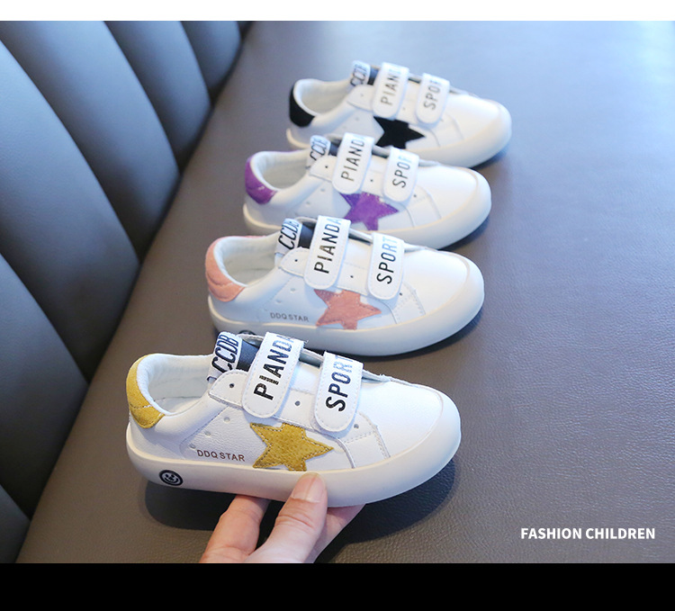 Chaussures blanches pour enfants, baskets sales, décontractées, étoiles, respirantes, pour garçons et filles, nouvelle collection automne 2024_voghion.com