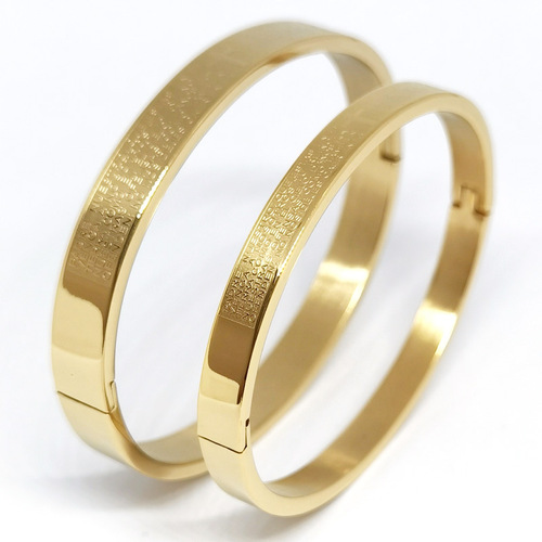 Euramerican Fashion Engraved English Men's and Women's Couple's Stainless Steel Bracelet Vacuum Electroplated Bracelet Factory Wholesale