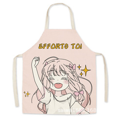 卡哇伊卡通可愛女仿麻無袖圍裙韓版廚房做飯布藝成人家居可愛罩衣