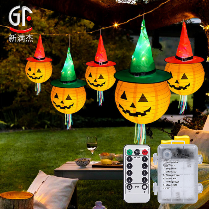 2020创意新款女巫帽子灯串万圣节发光巫婆师帽子化妆舞会鬼节装扮