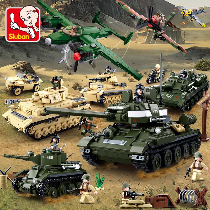 小鲁班二战0678-0713军事坦克装甲战车男孩益智拼装积木玩具模型