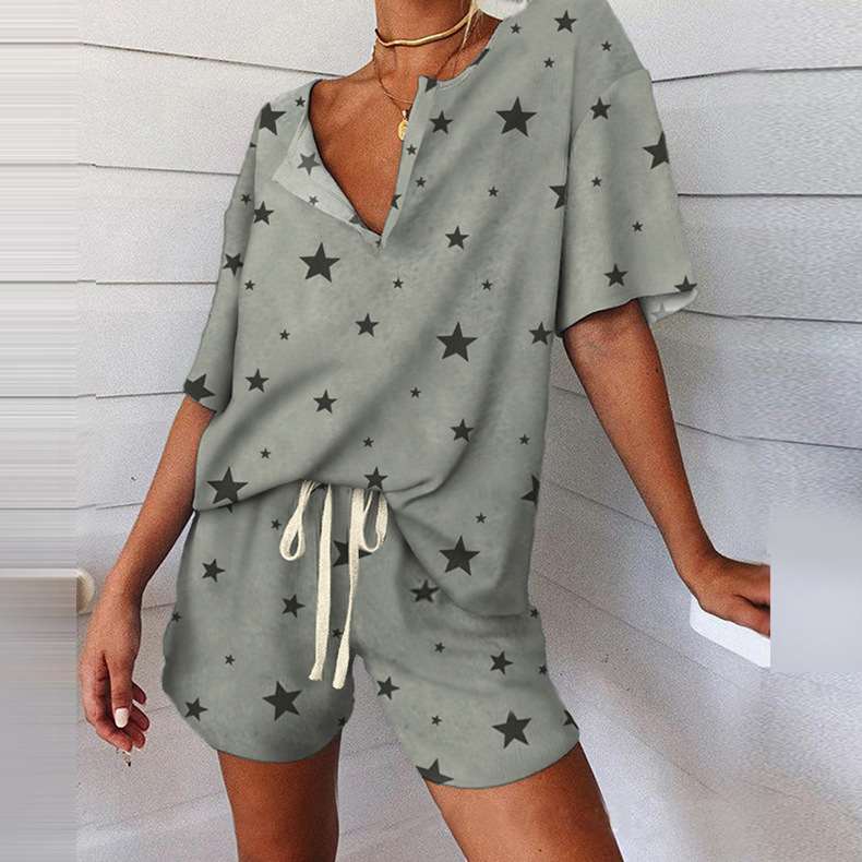 printed two-piece T-shirt shorts home service suit NSZH33164