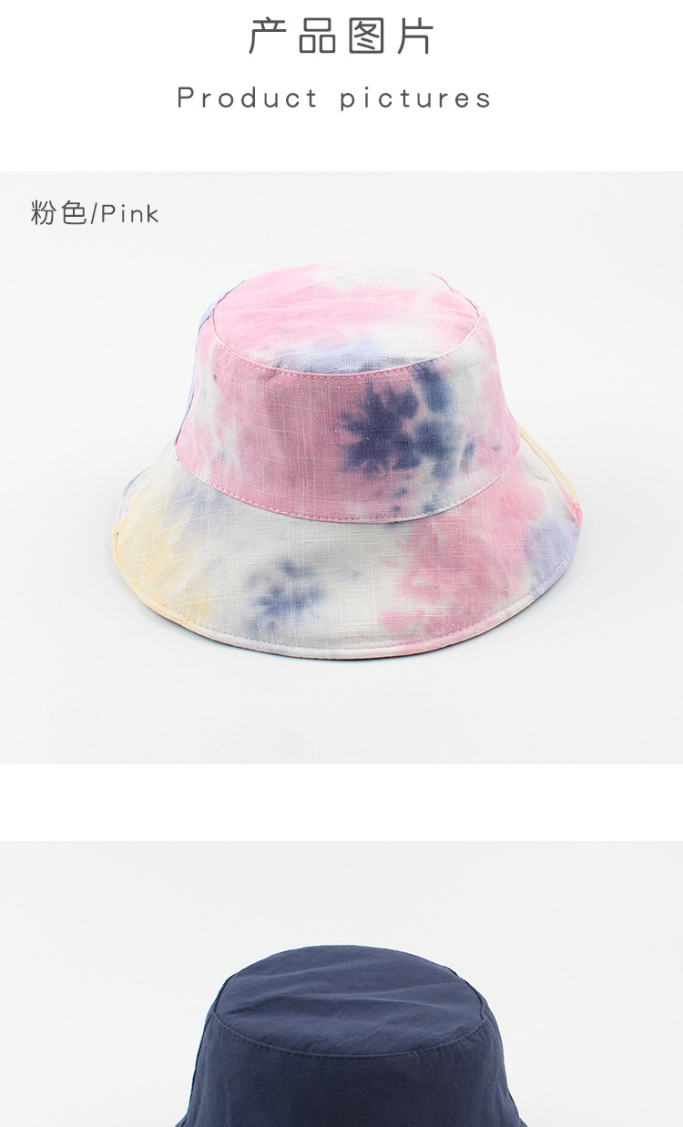 Double-sided Fisherman Hat New Brand Street Sun Hat Summer Tie-dye Flat Top Hat Wholesale Nihaojewerly display picture 5