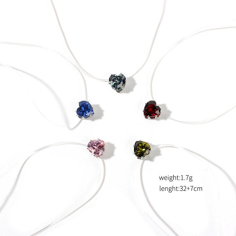 Simple Heart-shape Color Zircon Necklace Wholesale display picture 1