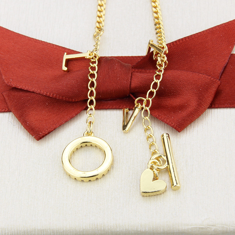gold-plated LOVE pendant necklace