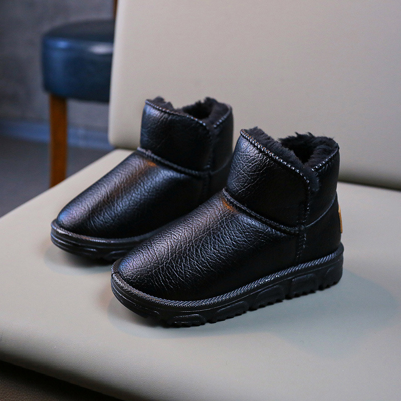 短筒棉靴儿童秋冬季加绒加厚pu皮面防水雪地靴2020女童短靴大棉鞋