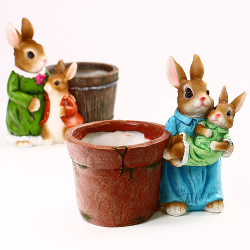 Bingxing Factory Direct Sales European Cartoon Rabbit Resin Succulent Potted Creative Flower Pots Flower Vats Decorative Ornaments