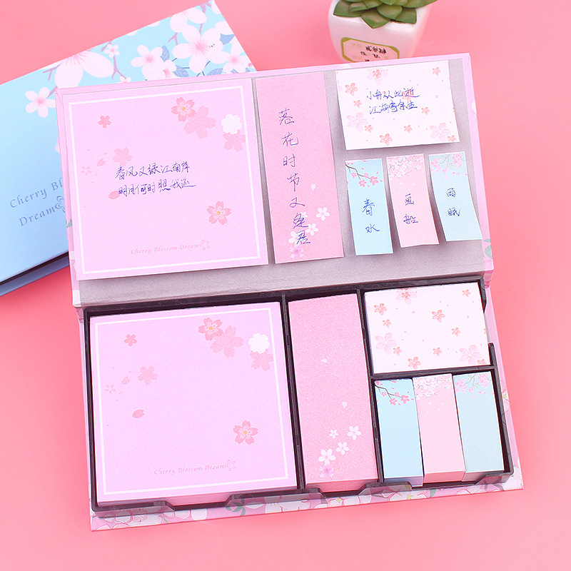 包郵 韓國便利貼盒裝燙金可撕便條紙ins百事貼記事小本子貼紙套裝