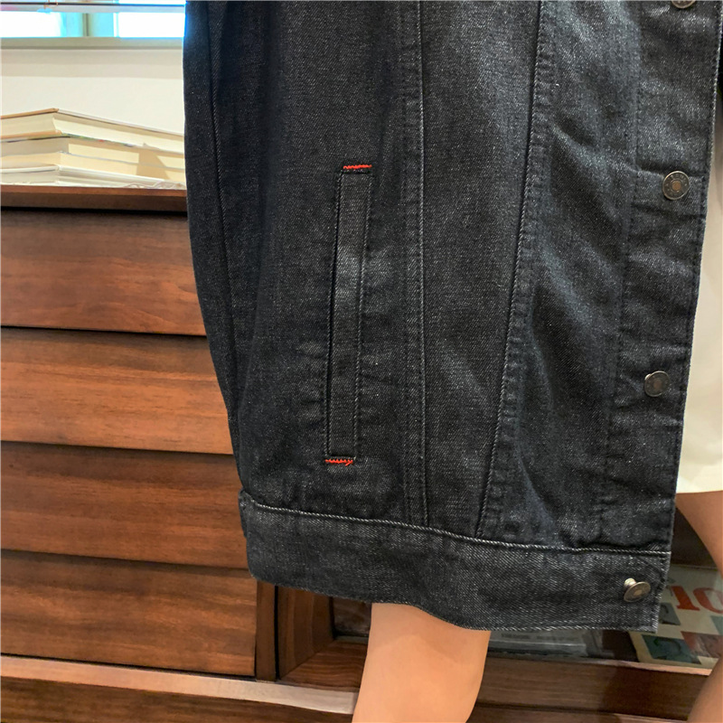 Neuheiten Frühjahr/Herbst 2022: Trendige, lockere Oversize-Jeansjacke im BF-Style mit langen Ärmeln im Retro-Look für Damen_voghion.com