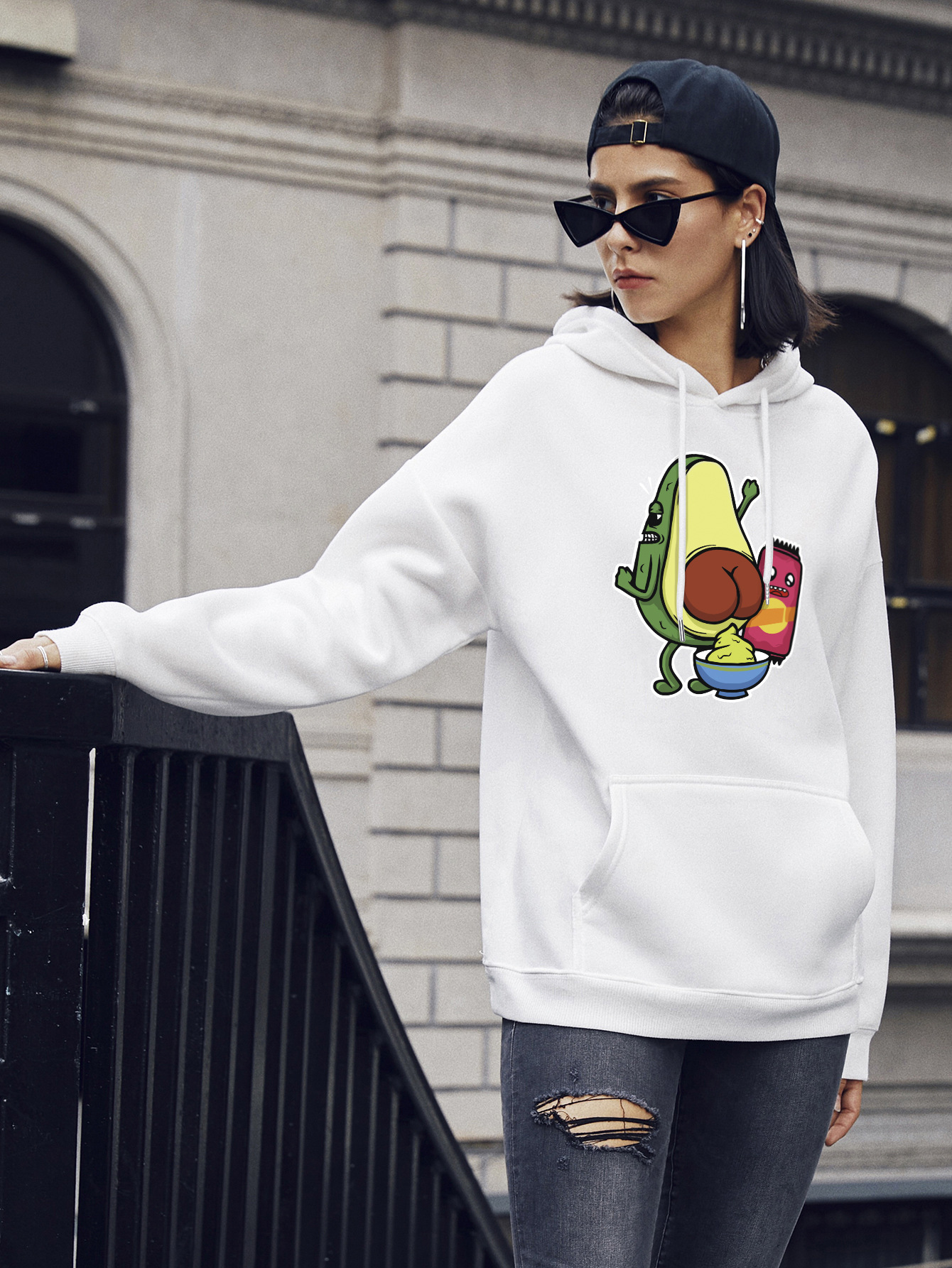 autumn and winter women s street casual hooded sweater cute avocado NSSN1874