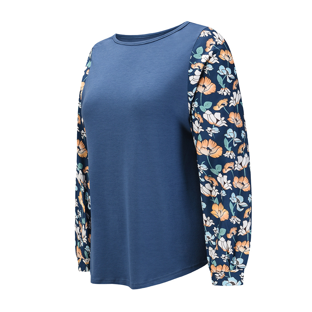 women s floral round neck knitted long-sleeved T-shirt nihaostyles clothing wholesale NSHYG72672