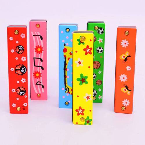 Children's wooden small harmonica music toy kindergarten primary school students beginner wind instrument double row 16 hole mouth organ