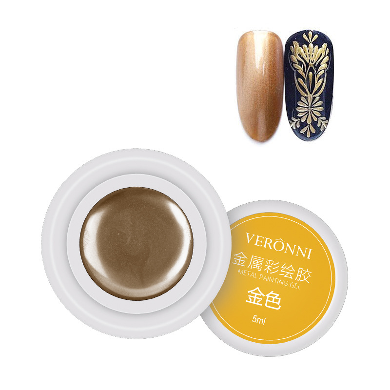 Internet celebridad mismo estilo metal pegamento estilo japonés uñas belleza fototerapia aceite de uñas pegamento Oro Plata Espejo borde gancho línea de tracción pegamento pintado