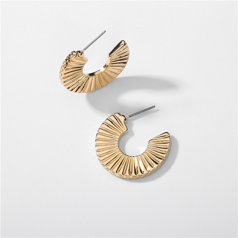 Hot Selling Fashion Environmentally Friendly Alloy Fan-shaped Semicircle Earrings Wholesale display picture 1