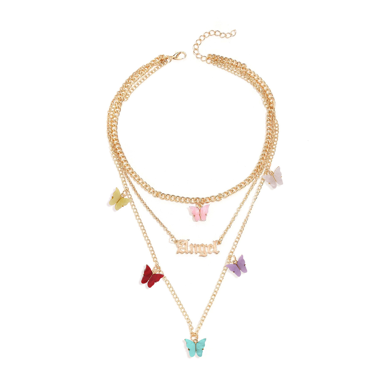 Accessoires Sauvages De Mode Populaire Alliage Papillon Anglais Trois Pièces Collier Chaîne De Clavicule En Gros Nihaojewelry display picture 7