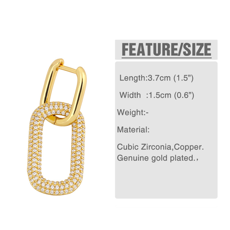 New Geometric Double Ring Lock Earrings Creative Diamond Earrings Simple Hip-hop Earrings Wholesale Nihaojewelry display picture 1