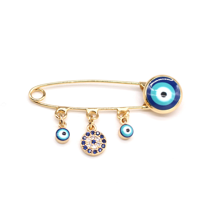 Blue Eye Brooch Pendant Pin Badge Eye Brooch Micro Inlaid Zircon Collar Pin display picture 8