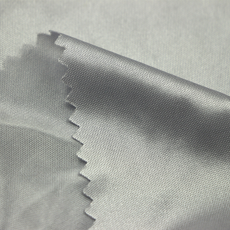 时尚性感爽滑仿真丝绸睡衣面料针织纬编FDY涤纶双面布大有光平布