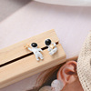 Silver needle, cute astronaut, asymmetrical cartoon space earrings, silver 925 sample, Japanese and Korean