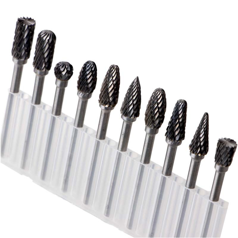 10件套硬质合金钨钢磨头 旋转锉钨钢铣刀头雕刻刀 木工木雕打磨头