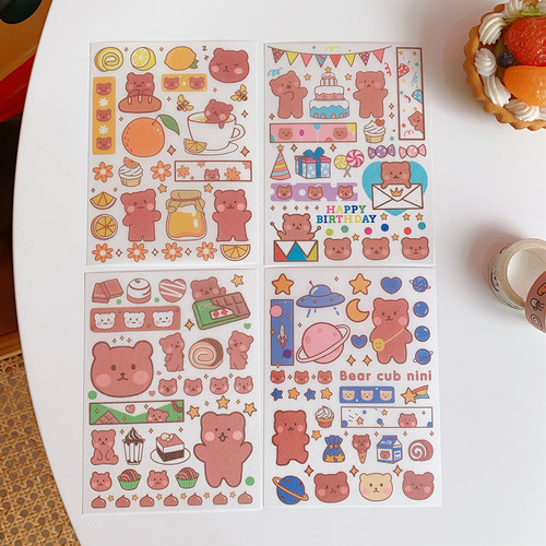 Korean version of ins cartoon cute gummy bear handbook sticker creative mobile phone decoration material transparent stationery sticker