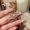 Silver needle, zirconium, earrings, 2020, silver 925 sample, with little bears, internet celebrity