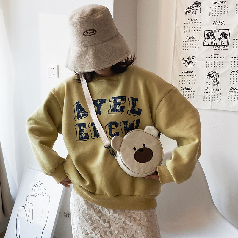 New Fashion Cute Bear Canvas Student Shoulder Bag Mobile Phone Bag Cute Cute Embroidery Cartoon Bag display picture 31