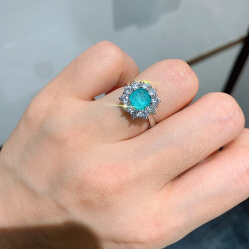 Zhuang Sheng Sheng Jewelry International Fashion Influencer Live Stream Hot Selling Classic Color Gem Paraiaba Style Synthetic Jewelry Set
