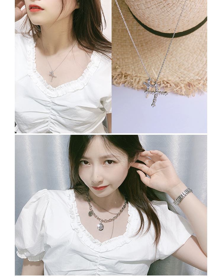 时尚酷女冷淡风INS欧美笑脸十字架钩子ins风潮人个性多层秋冬毛衣详情图4