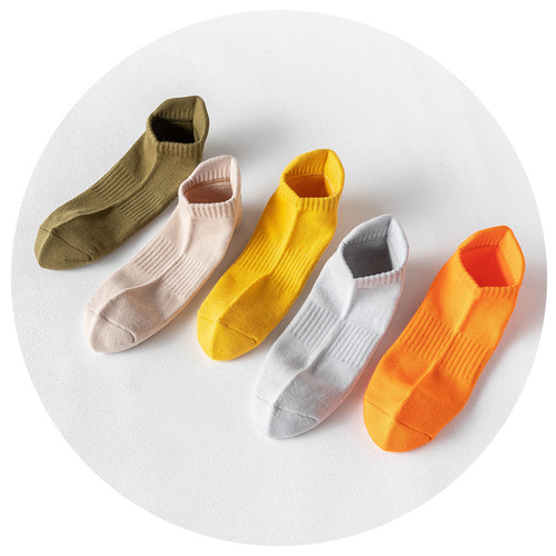 Men's solid color socks autumn and winter thickened sports socks towel bottom pure cotton cotton gauze ear short outdoor terry socks