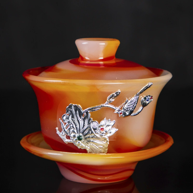 Агат красная Мужская чашка Цветная глазурь миска с тремя крышками чайник ручной работы Современный свет Роскошная ярмарка чайная миска одинарная Высококачественная