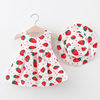 Summer strawberry girl's, cute beach dress with bow solar-powered, flowered