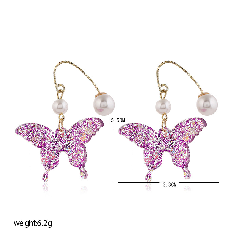 Tendencia De Moda Pendientes De Lentejuelas De Colores Nuevos Pendientes De Mariposa Dulce Coreano Al Por Mayor Nihaojewelry display picture 1