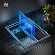 ASRAS阿萨斯厨房纳米黑金刚不锈钢小单槽吧台隐形水槽洗菜盆池