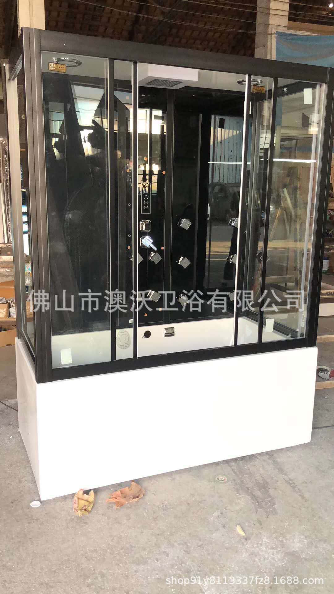 Sala de vapor integrada de 1,8 m con ducha de bañera sala de vapor húmeda sala de vidrio negro integrado 1,85 M