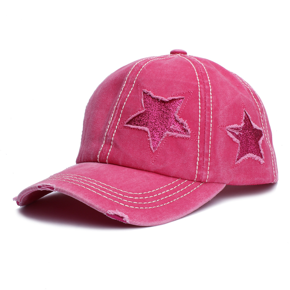 154g Weight Baseball Cap Hats Type Outdoor, Street Occasion Cotton Material Pentagram Pattern All Seasons Season Women's Gender Streetwear Style Curved Eaves Rim Women's Streetwear Pentagram Curved Eaves Baseball Cap 无