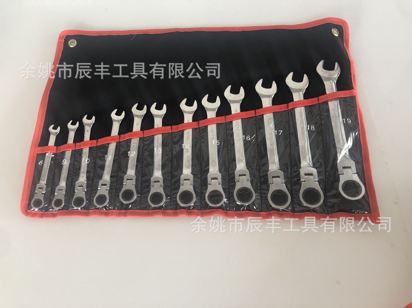 哑光活动头12件套棘轮扳手 套装 帆布袋 工具包 12pcs 8-19