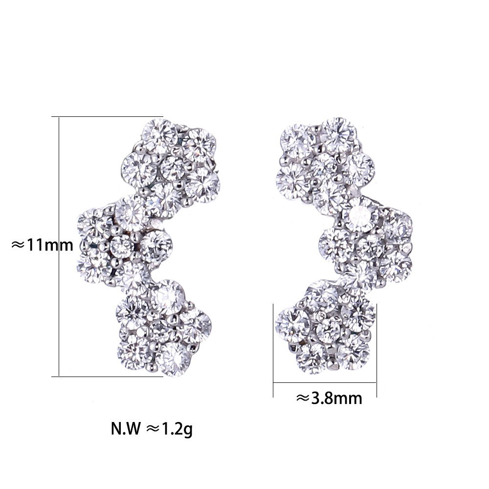 Fashion S925 Silver Needle Three Little Flower Earrings display picture 5