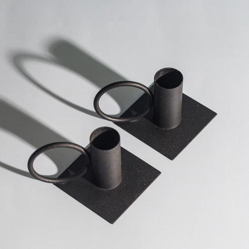 Cross-border new European-style candle stand, metal iron candle stand decoration, aromatherapy container, black candle stand, 2-piece set