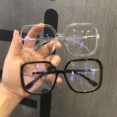 Internet celebrity large-frame glasses for men and women, square, large-face, anti-blue light glasses, plain glasses, no prescription glasses