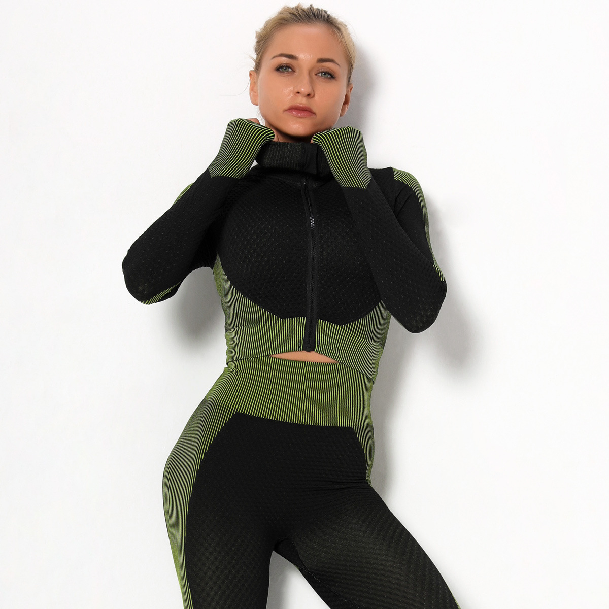 Seamless Knitted Jacquard Yoga Tops NSLX20220