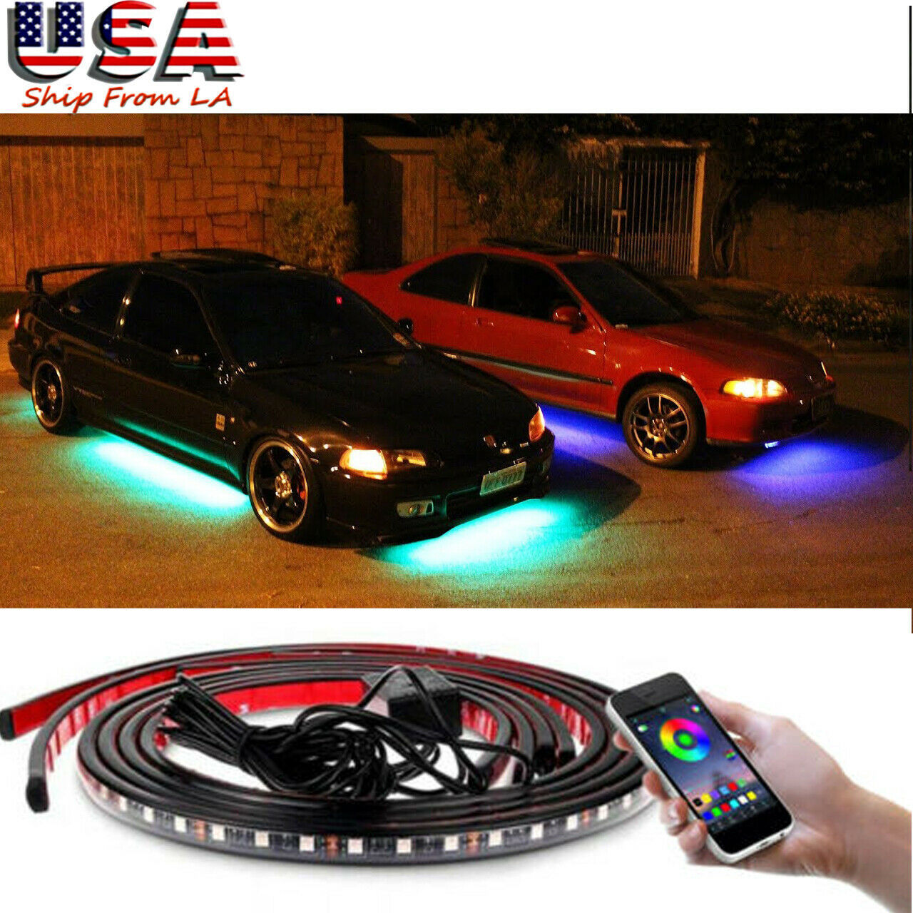 lámpara de chasis de automóvil corriente lámpara de caballo decoración luz de atmósfera led chasis de neón aplicación de control de APP