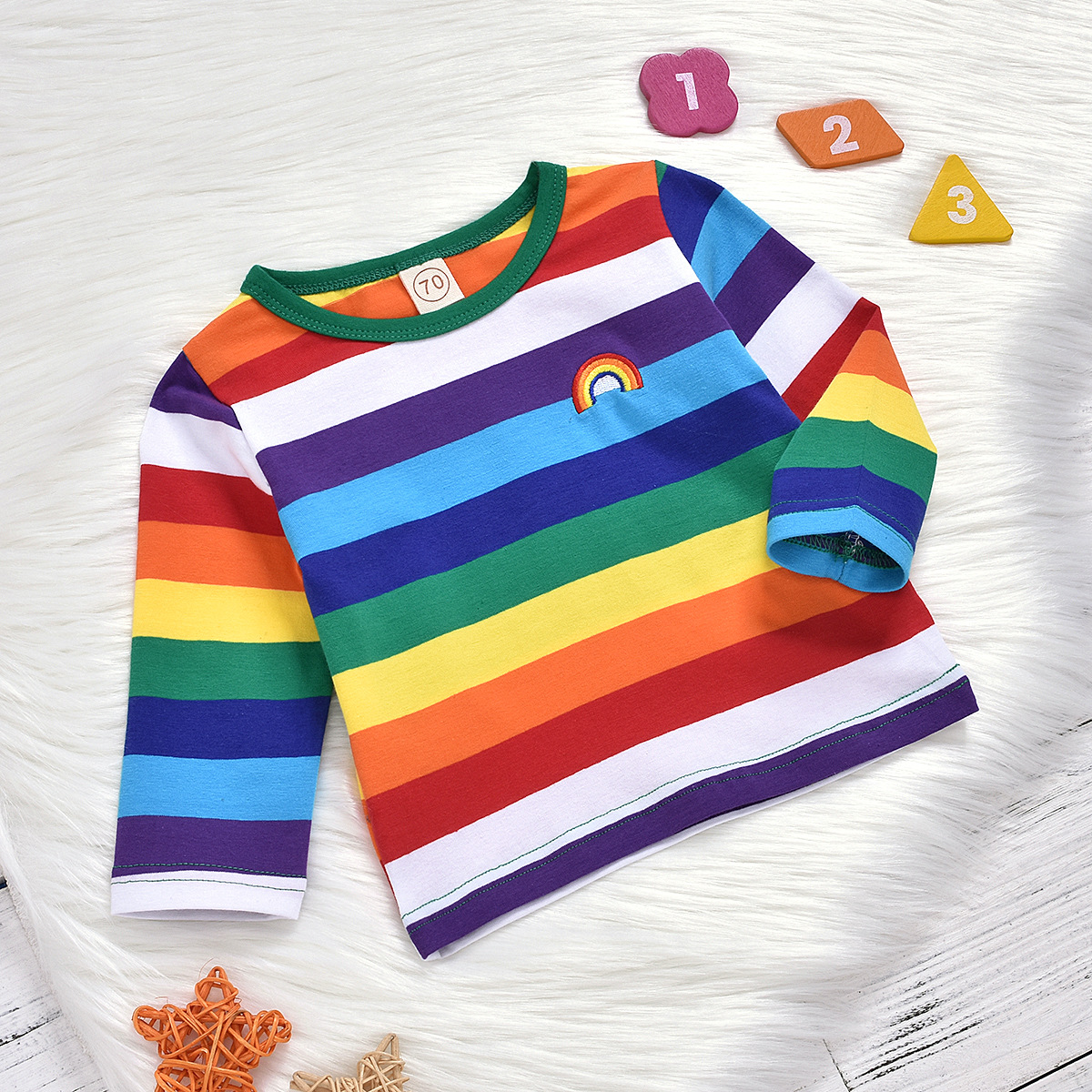 Casual Rainbow Cotton Blend T-shirts & Blouses display picture 3