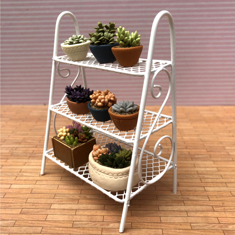 1:12 casa de muñecas mini modelo al aire libre escena OB11 jardín multi-capa flor estante del zapato moderno