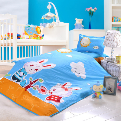 特价幼儿园被子三件套棉花芯丝绵芯六件套活性不褪色可水洗