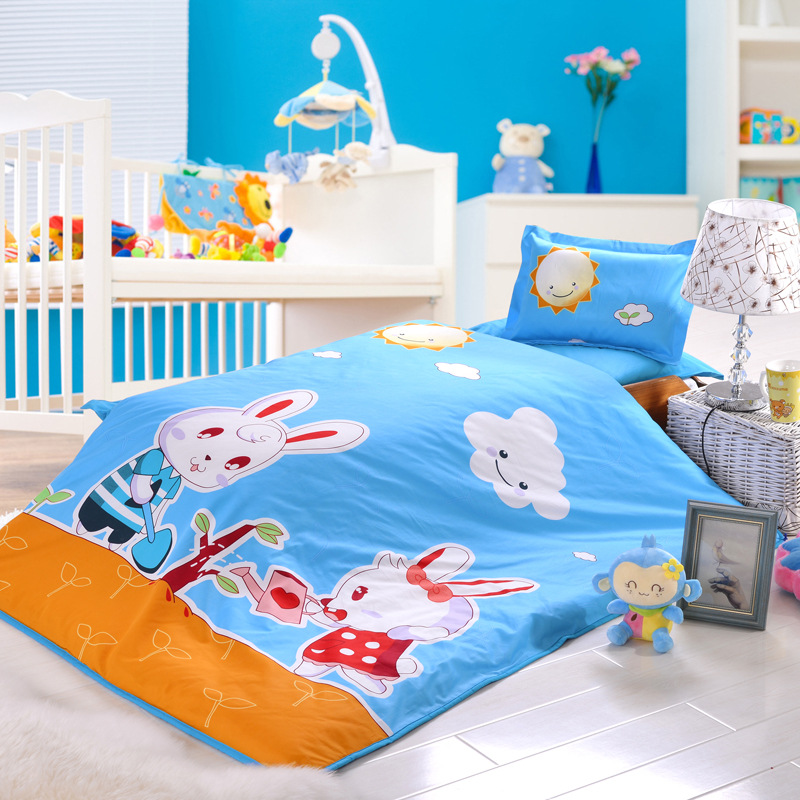 特价幼儿园被子三件套棉花芯丝绵芯六件套活性不褪色可水洗