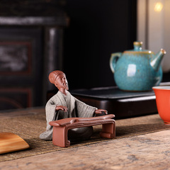 Chinese Zen style handmade purple sand figures Zhuge Liang, Li Bai, Tang Bohu, table decorations, home archaeological rack, fish tank landscaping