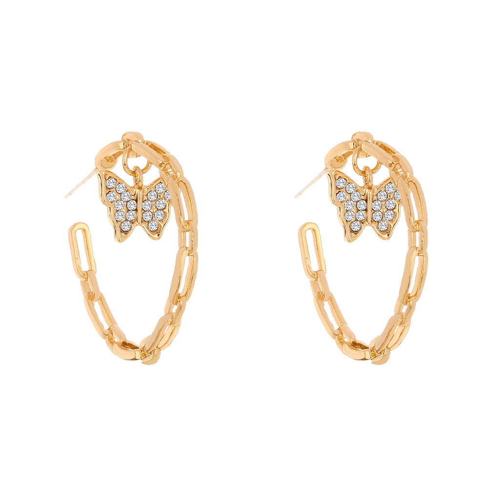fashion butterfly Cshaped geometric inlaid rhinestone earrings wholesalepicture1
