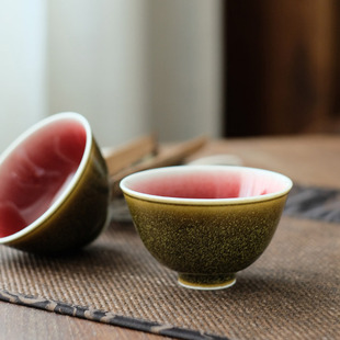 Jingdezhen Handmade Golden Flower Tea End Green Neilang Red Ceramic Master Cup Large Tea Holder